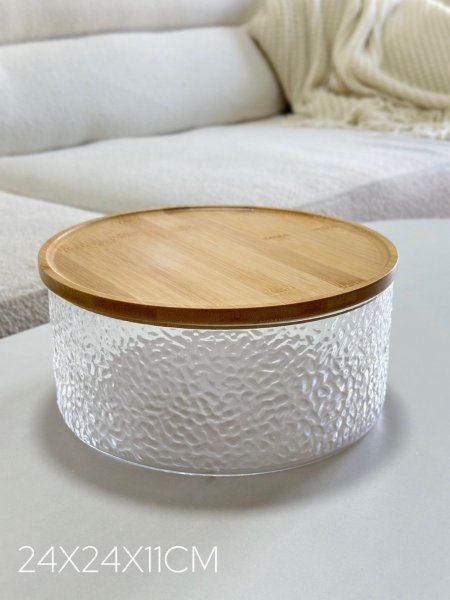 مضيفه زجاج غطاء بامبو 