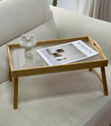 طاوله فطور اكرلك+ خشب بامبو