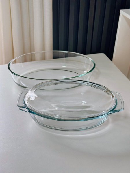 طقم قطعتين بايركس بيضاوي طنجره مع غطاء +جاط 