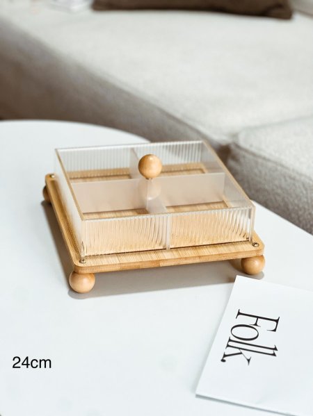 مضيفه مقطع بامبو غطاء اكرلك مربع