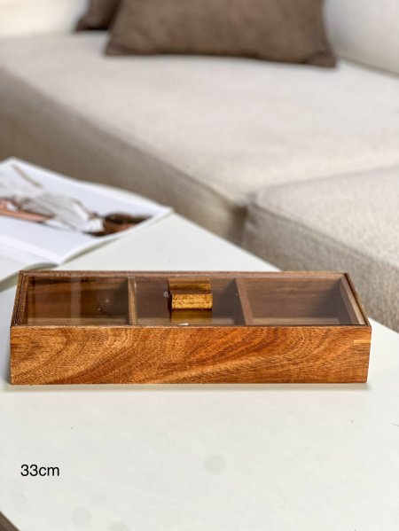 مضيفه مستطيل /3 خشبي محروق مقسم 