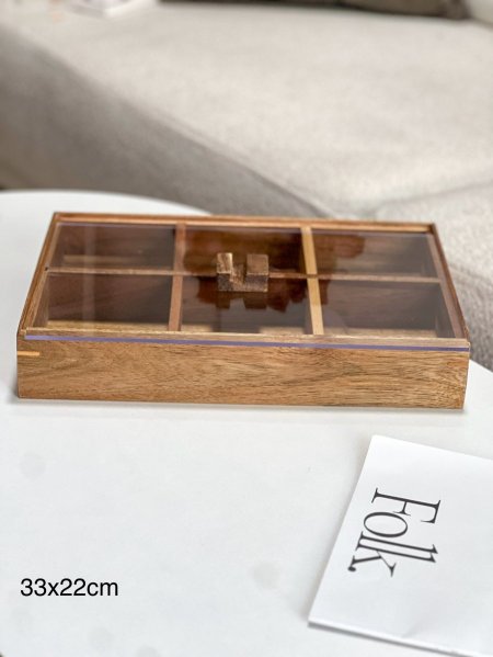 مضيفه مستطيل /6 خشبي محروق مقسم 