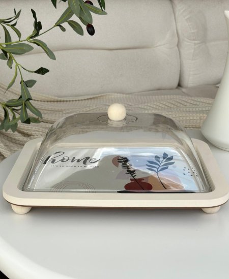 مضيفه مرسم مع غطاء اكرلك  (38*27سم)