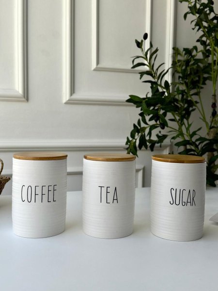 طقم سكريات بورسلان غطاء بامبو