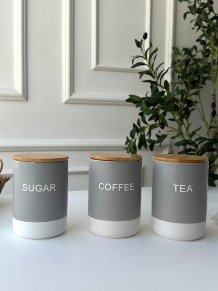 طقم سكريات بورسلان غطاء بامبو