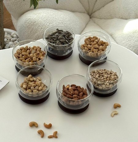 صحن مكسرات مع قاعده خشب دبل كلاس