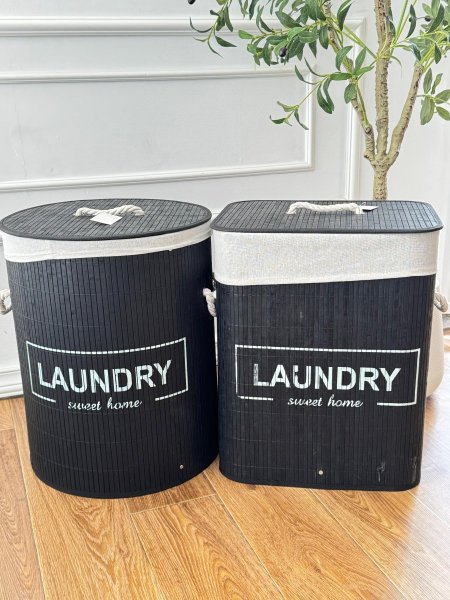 سله غسيل قش اسود  (50*40سم)