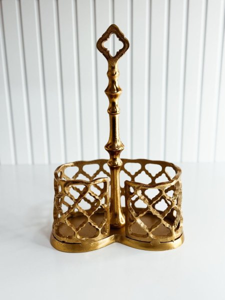 ستاند كاسات بيد مزدوج المنيوم مخرم مذهب هندي