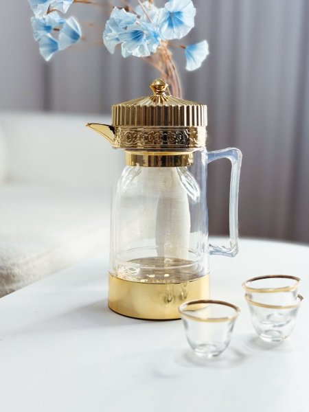 براد قهوه 1لتر اكرلك شفاف مذهب