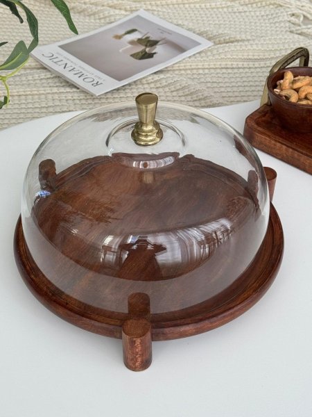 مضيفه مدور غطا زجاج هندي (32*22سم)