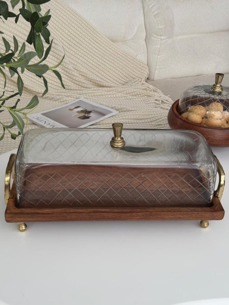 مضيفه مستطيل غطا زجاج هندي (44*19*21سم)