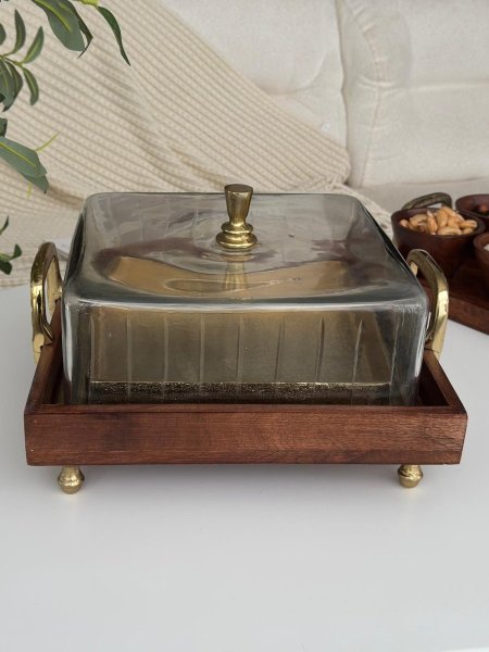 مضيفه مربع غطا زجاج هندي (30*20سم)