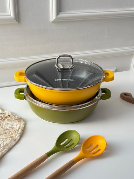 (28 سم)BEST COOKING مقلى جرانيت مع مغرفه