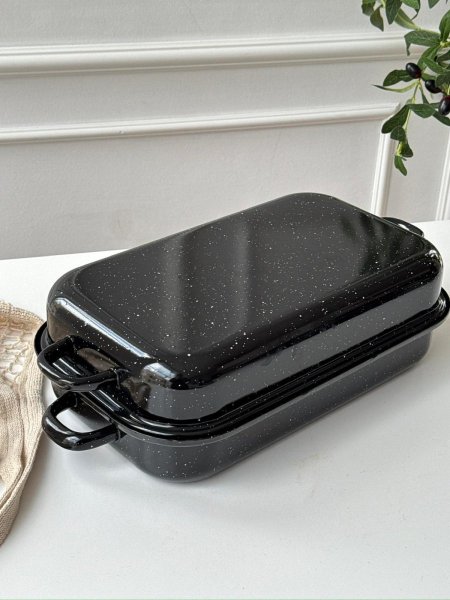 طنجرة دجاج مستطيل 38 سم اسود