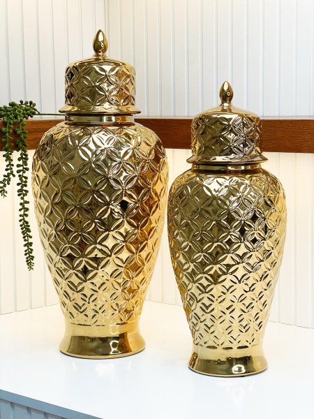 طقم فازا ذهبي/2 مربعات كبير