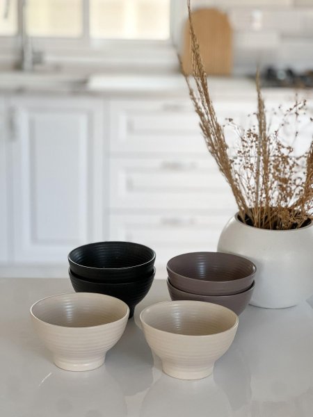 طقم زبادي/6 كوفي ملون محزز