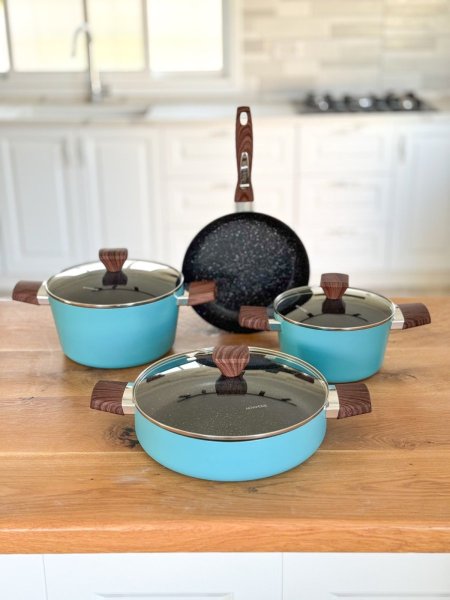 طقم طناجر7قطع تركواز