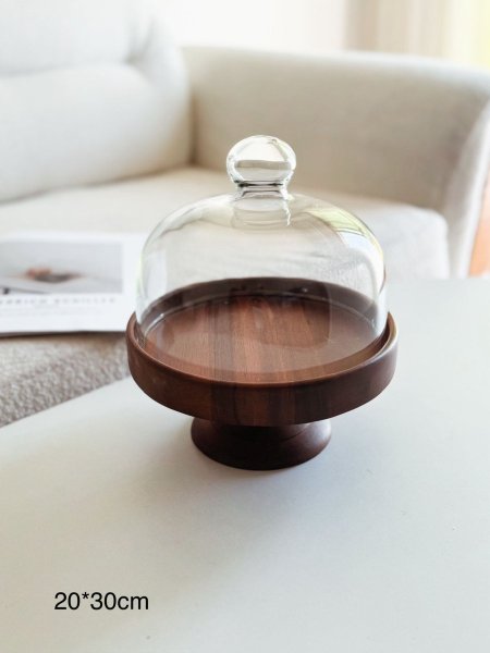 مضيفه بامبو قاعد غطا زجاج