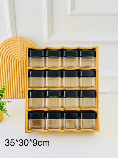 طقم بهار/16 علب بلاساتيك اكرلك مع ستاند