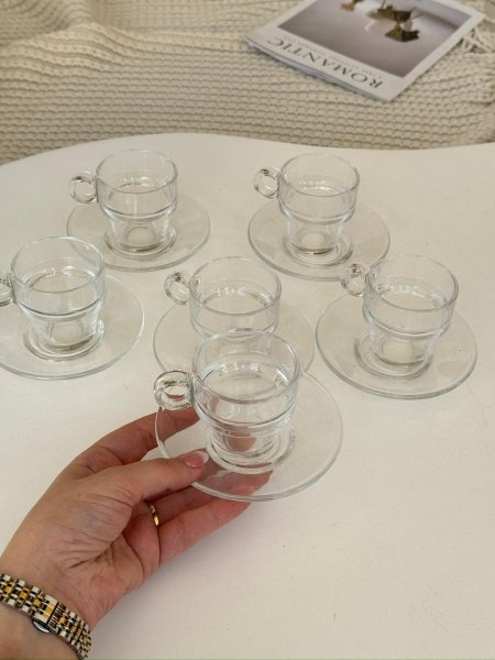 فناجين قهوه  6+6 شفاف