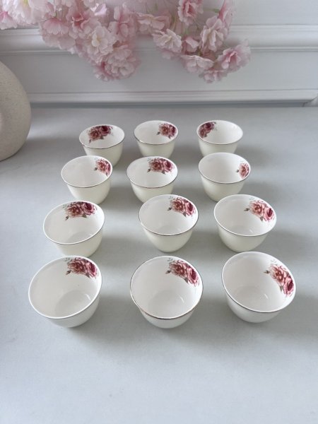 طقم/12 فناجين ساده بورسلان ملون مورد ثقيل