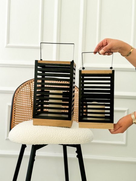 طقم فانوس خشب مربع