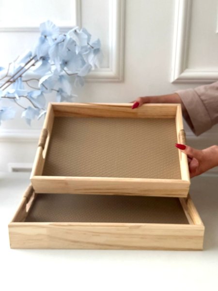 طقم صواني بامبو مستطيل/2