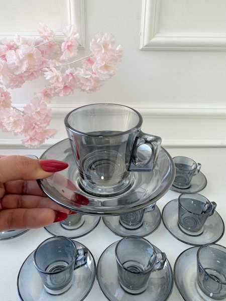 طقم فناجين قهوه زجاج 12+12