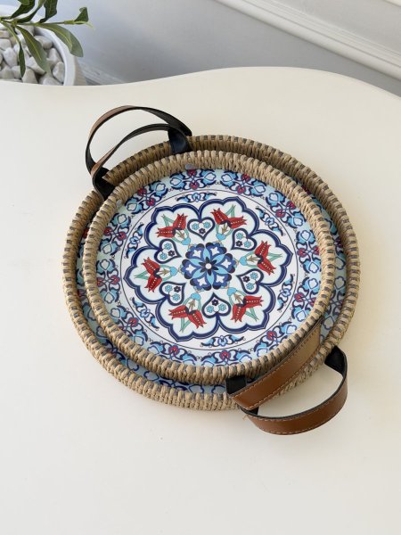 طقم صواني قش مدور  (23 + 30 سم)