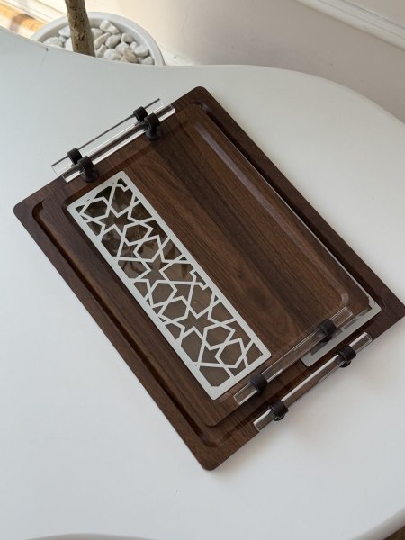طقم صواني خشب واكرلك