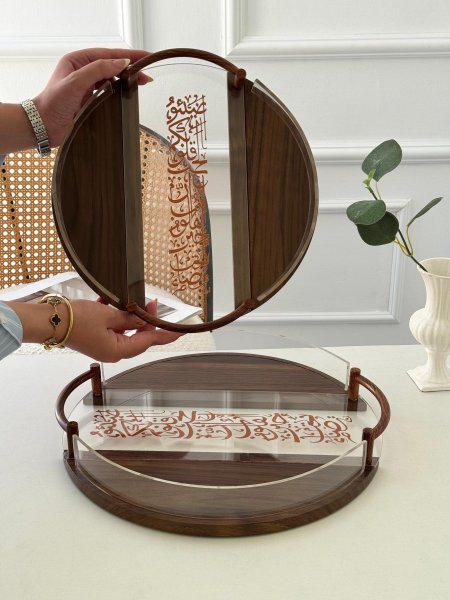 طقم صواني خشب+اكرلك/2