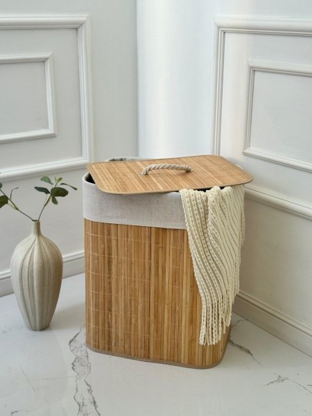 سله غسيل بامبو+قماش