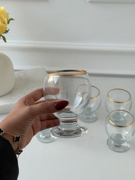 كاسات عصير حز ذهبي  / 3 تركي