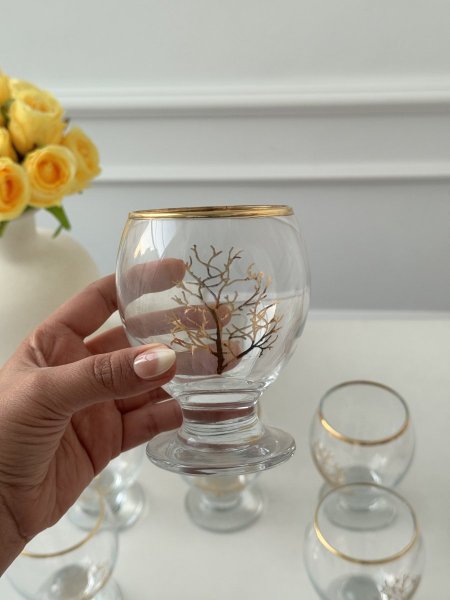 طقم كاسات شراب مجور تركي مشجر/6