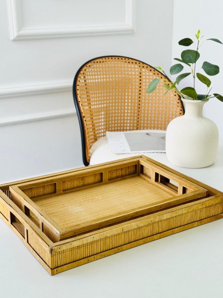 طقم صواني خشب 2 قطعه