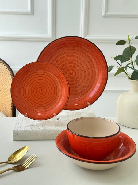 طقم صحون فخار 24 قطعه