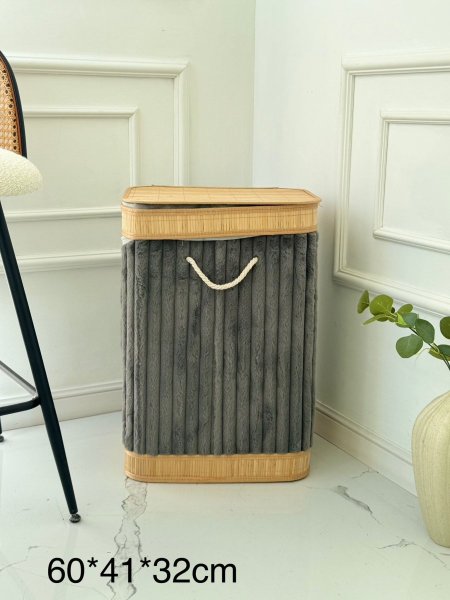 سله غسيل قماش+بامبو