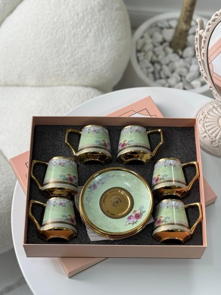 طقم فناجين قهوه مزاج بورسلان6+6