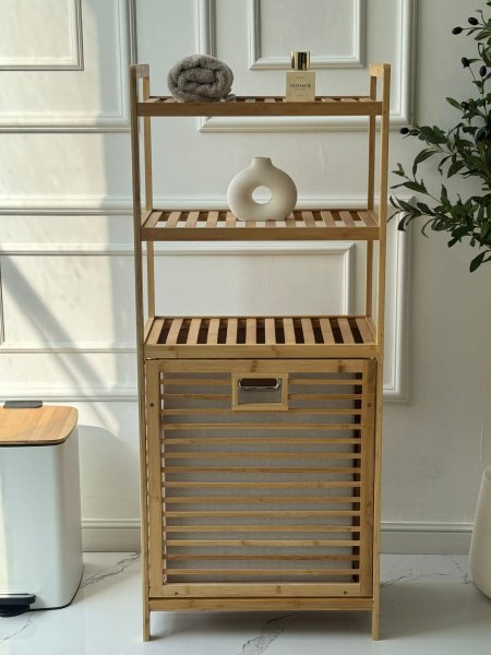خزانه حمام بامبو 3رفوف+سله غسيل