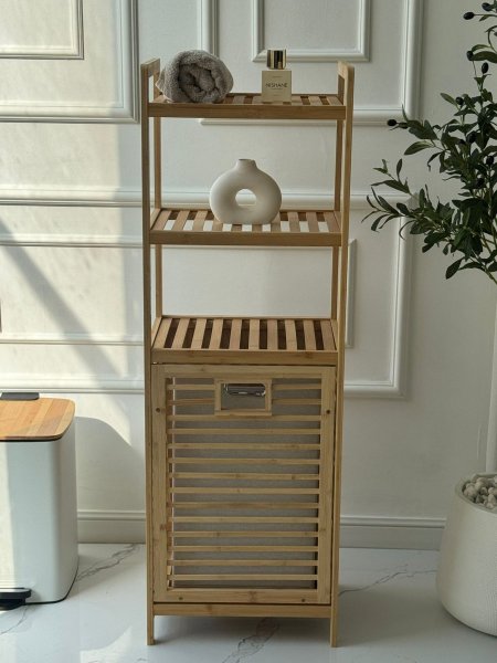 خزانه حمام بامبو 3رفوف+سله غسيل