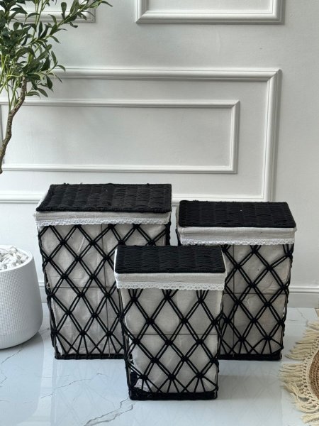 طقم سلال غسيل قش/3 مستطيل