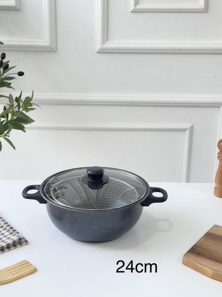 مقلى+مصفاه+غطا زجاج