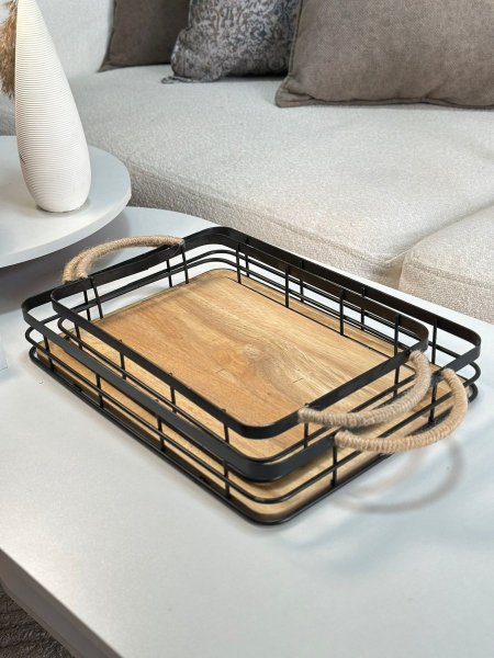 طقم صواني معدن ارضيه بامبو