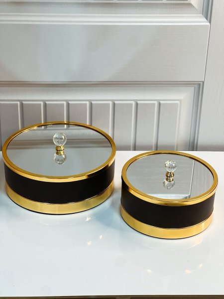 طقم مضايف معدن غطا زجاج مراه