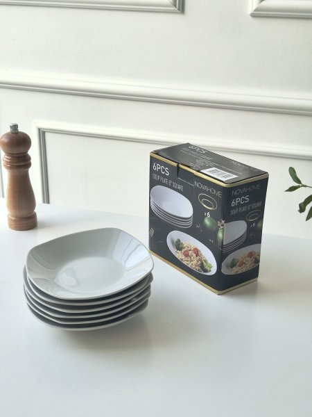 صحن 6 انش ابيض مربع عميق / 6