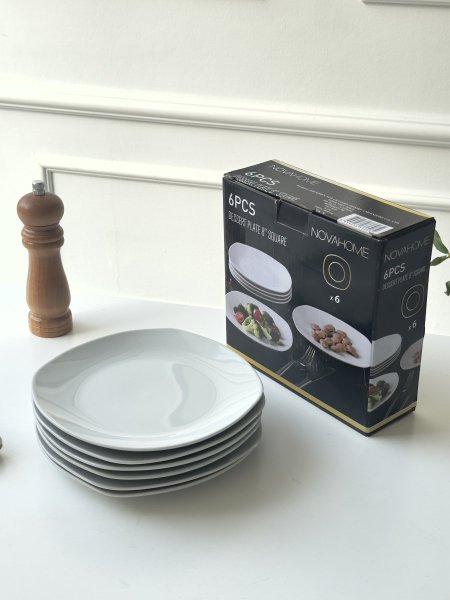 صحن صفح 8 انش مربع ابيض  / 6