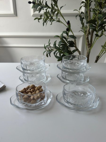 صحون مكسرات شفاف مضلع /6+6